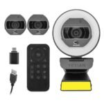 Yeyian Camara Flexcam Para Streaming Con Iluminacion Mixta Y Control Remoto - 2K  2560X1440P A 30 Fps, Cod H.264 Y 265, Con Mic Mod. Ypw-Qhdaf-M1