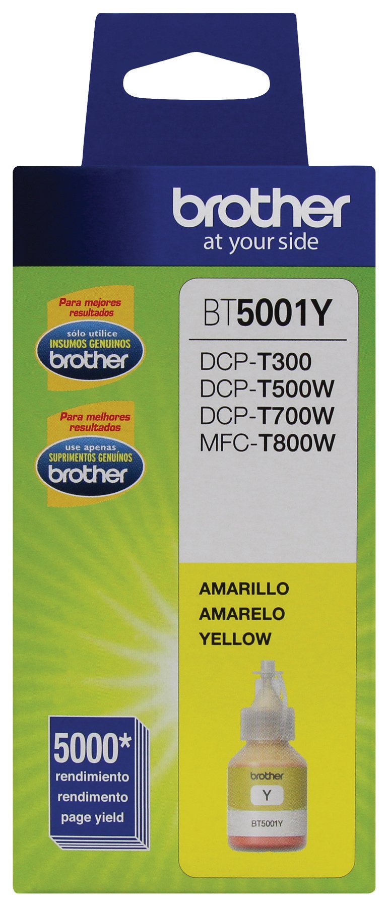 CARBRT3090_full.jpg Botella De Tinta Brother Bt5001Y Amarillo - Rendimiento Aproximado 5, 000 Páginas, Compatible Con Dcpt220, Dcpt520Dw, Dcpt720Dw, Mfct920Dw - Image 1